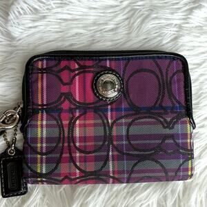 COACH y2k Signature Black and Hot Pink Canvas Wallet Wristlet